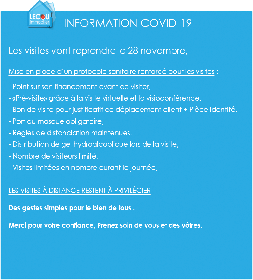 information sur les visites à partir du 28.11 par Lecou-immobilier